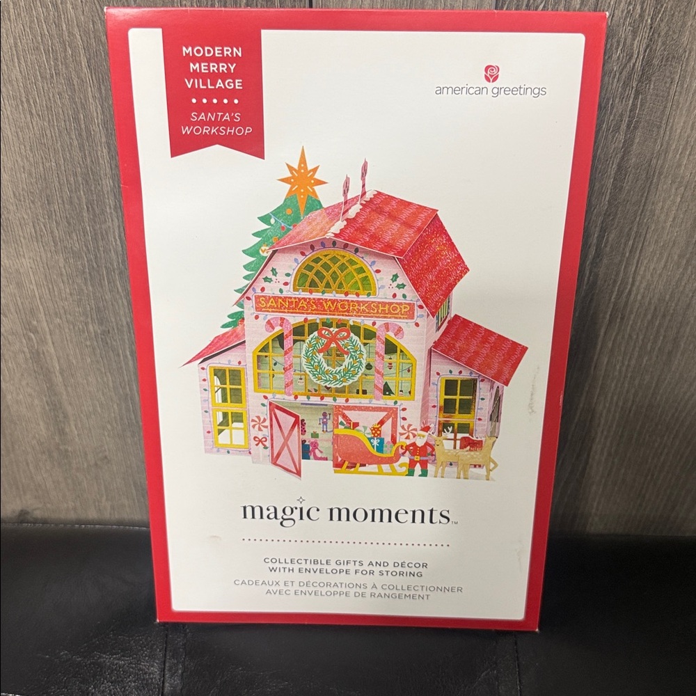 New Vintage American Greetings Santas Workshop Modern Merry Village Pop Up Decor